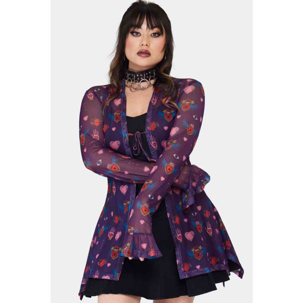Jawbreaker - Alchemy Hearts Sheer Lange cardigan - Paars
